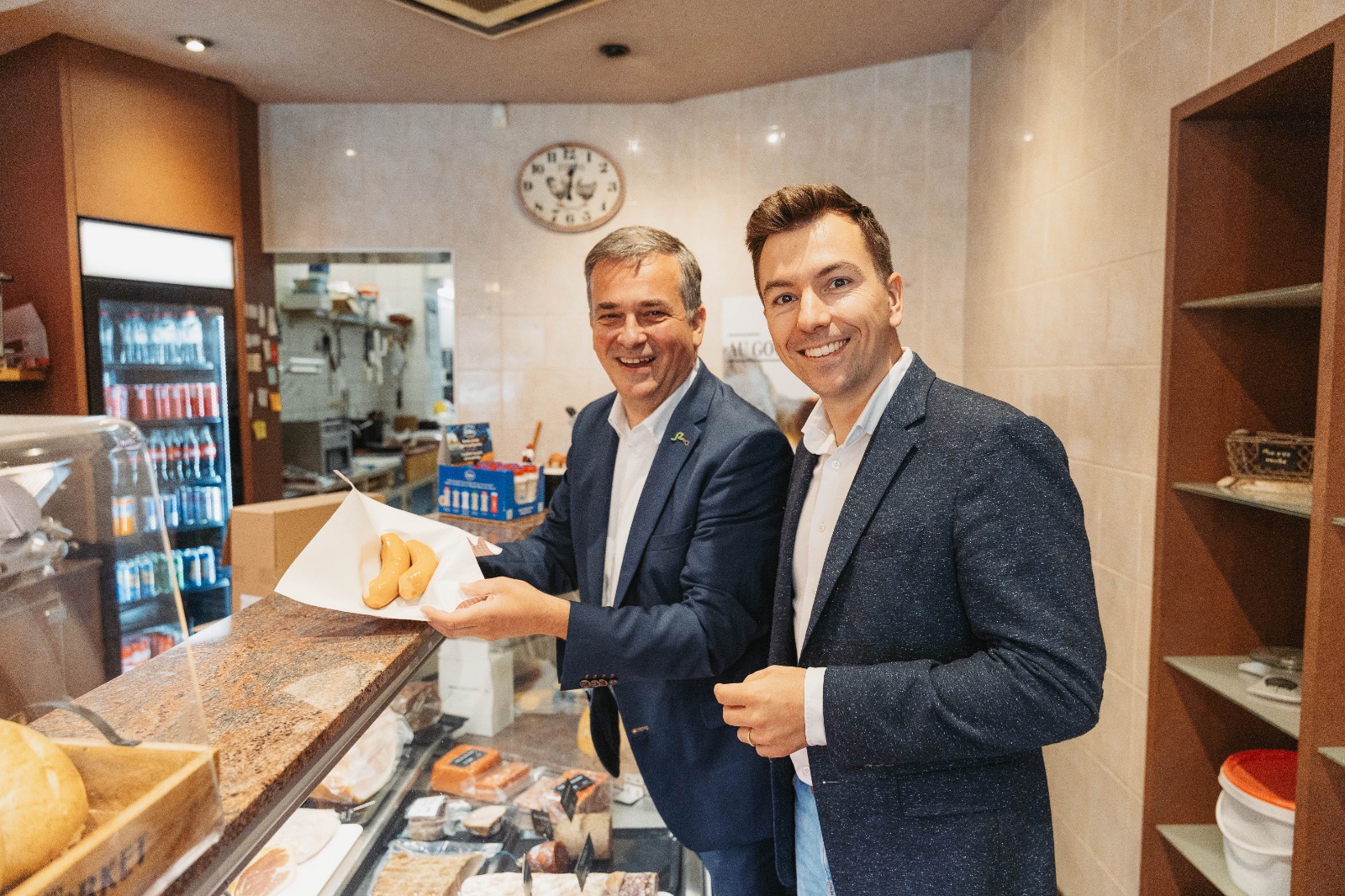 Bezoek aan een lokale slagerij tijdens de campagne